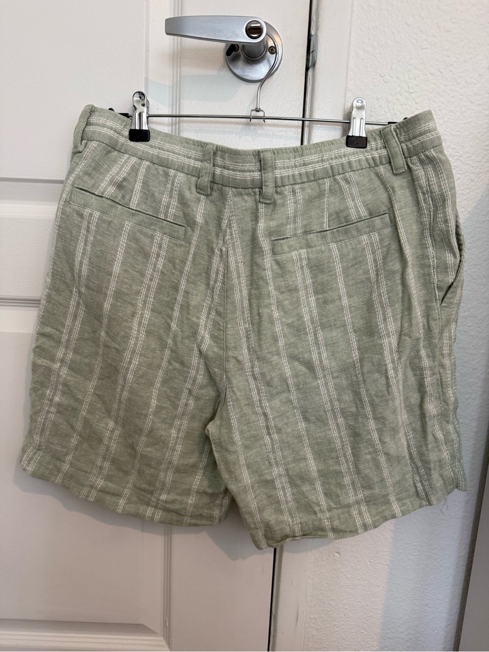 Banana Republic Light Sage Green Striped Flat-Front Shorts - Picture 2 of 3